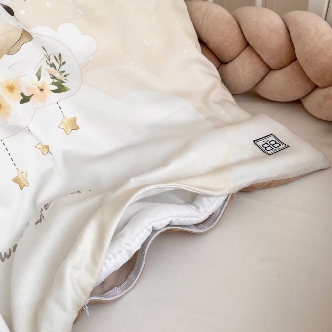 Set lenjerie Patut bebe din 6 piese, Ursulet crem (21)